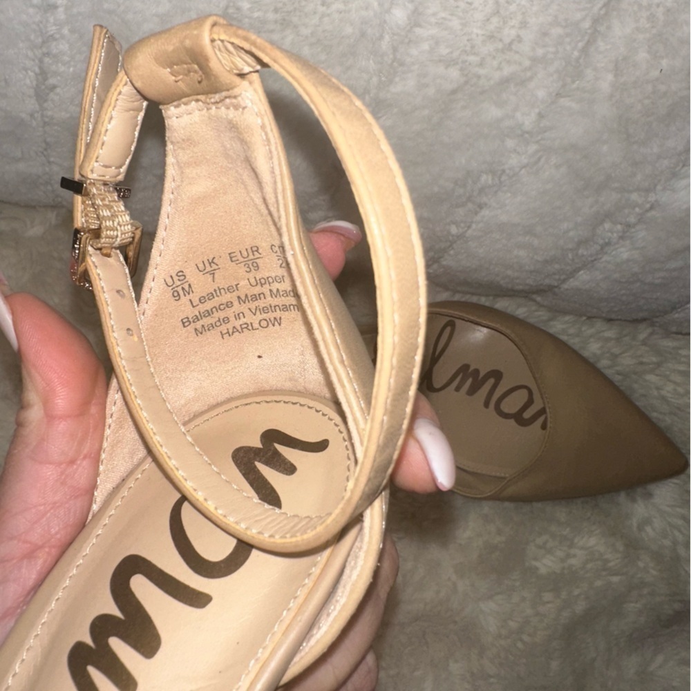 Sam Edelman Women's Nude Leather Jelena Size 9 Strappy Pumps - Picture 3 of 5